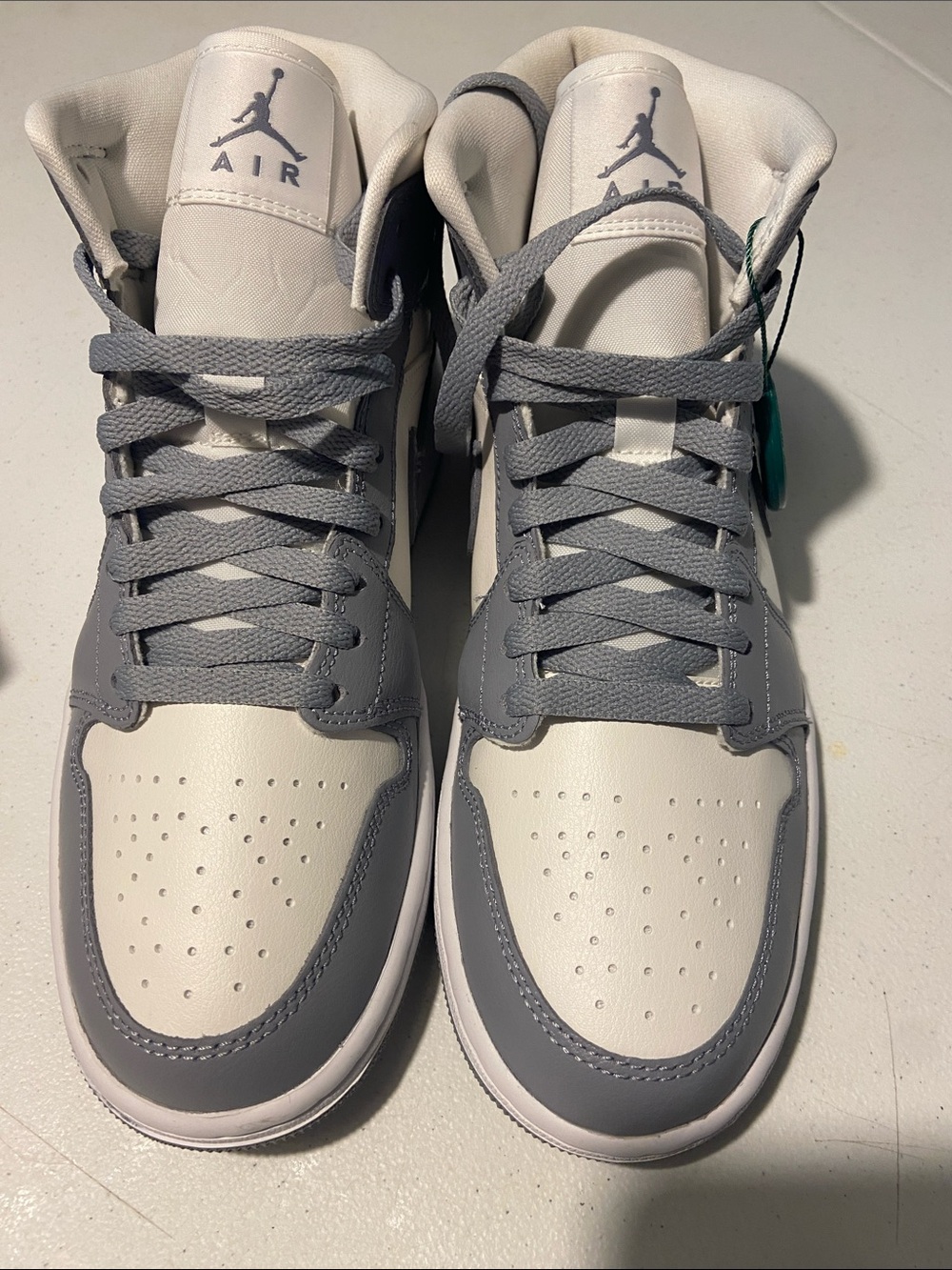 Jordan Air Jordan 1 Mid White and Gray Women's Sneakers - Picture 2 of 9